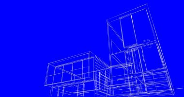 Arkaplanda mimari bina 3d illüstrasyon