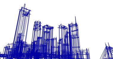 Arkaplanda mimari bina 3d illüstrasyon