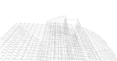 Mimari sanat konseptinde soyut çizgiler, minimum geometrik şekiller. 