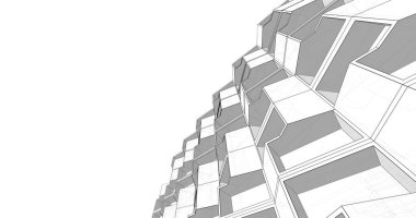 Mimari sanat konseptinde soyut çizgiler, minimum geometrik şekiller. 