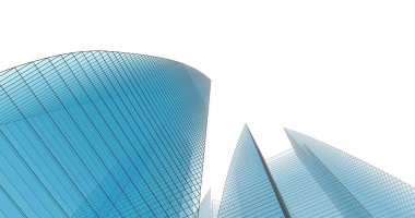 Arkaplanda mimari bina 3d illüstrasyon