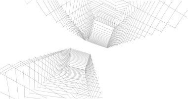 Mimari sanat konseptinde soyut çizgiler, minimum geometrik şekiller. 