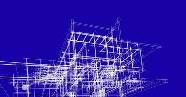 Arkaplanda mimari bina 3d illüstrasyon