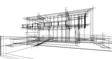 Arkaplanda mimari bina 3d illüstrasyon
