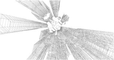 Arkaplanda mimari bina 3d illüstrasyon