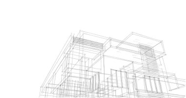 Arkaplanda mimari bina 3d illüstrasyon