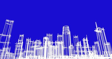 Arkaplanda mimari bina 3d illüstrasyon