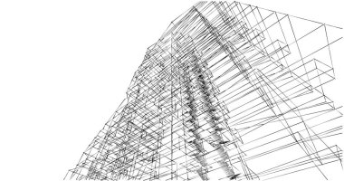 Arkaplanda mimari bina 3d illüstrasyon,