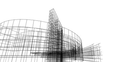 Mimari sanat konseptinde soyut çizgiler, minimum geometrik şekiller. 