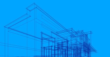 Mimari sanat konseptinde soyut çizgiler, minimum geometrik şekiller. 