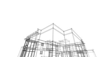 Mimari sanat konseptinde soyut çizgiler, minimum geometrik şekiller. 