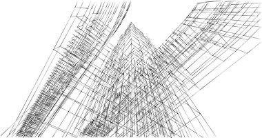 Mimari sanat konseptinde soyut çizgiler, minimum geometrik şekiller. 