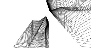 Mimari sanat konseptinde soyut çizgiler, minimum geometrik şekiller. 