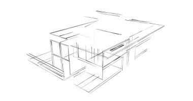 Arkaplanda mimari bina 3d illüstrasyon