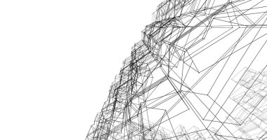 Mimari sanat konseptinde soyut çizgiler, minimum geometrik şekiller. 