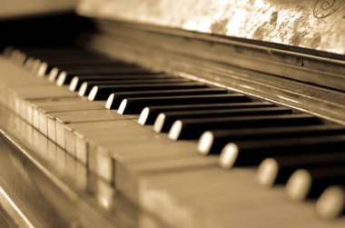 Klasik piyano. Yakın plan çekim. Kavramsal sanat arkaplanı