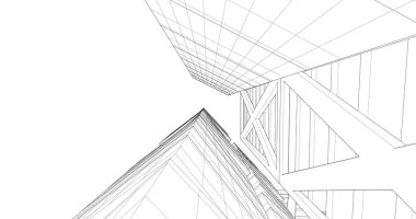 Arkaplanda mimari bina 3d illüstrasyon