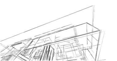 Mimari sanat konseptinde soyut çizgiler, minimum geometrik şekiller. 