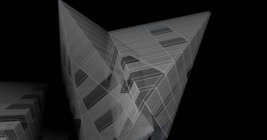 Mimari sanat konseptinde soyut çizgiler, minimum geometrik şekiller. 