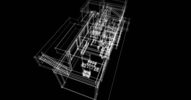 Arkaplanda mimari bina 3d illüstrasyon