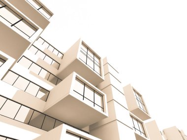 Arkaplanda mimari bina 3d illüstrasyon