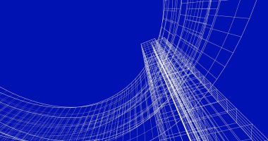 Arkaplanda mimari bina 3d illüstrasyon