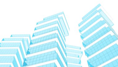 Arkaplanda mimari bina 3d illüstrasyon