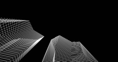 Mimari sanat konseptinde soyut çizgiler, minimum geometrik şekiller. 