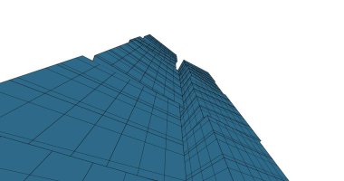 Arkaplanda mimari bina 3d illüstrasyon