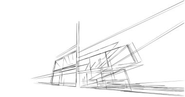 Mimari sanat konseptinde soyut çizgiler, minimum geometrik şekiller. 