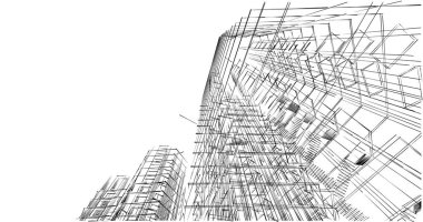 Mimari sanat konseptinde soyut çizgiler, minimum geometrik şekiller. 