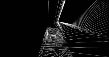 Mimari sanat konseptinde soyut çizgiler, minimum geometrik şekiller. 