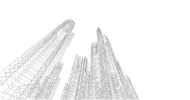 Arkaplanda mimari bina 3d illüstrasyon