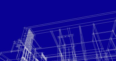 Arkaplanda mimari bina 3d illüstrasyon