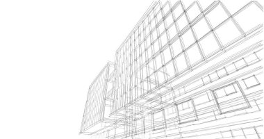 Mimari sanat konseptinde soyut çizgiler, minimum geometrik şekiller. 