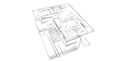 Mimari sanat konseptinde soyut çizgiler, minimum geometrik şekiller. 