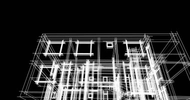 Mimari sanat konseptinde soyut çizgiler, minimum geometrik şekiller. 