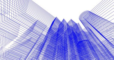 Arkaplanda mimari bina 3d illüstrasyon