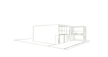 Arkaplanda mimari bina 3d illüstrasyon