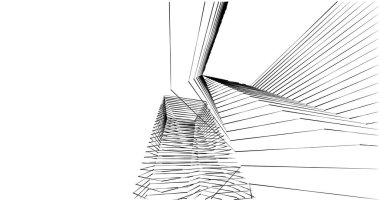 Mimari sanat konseptinde soyut çizgiler, minimum geometrik şekiller. 
