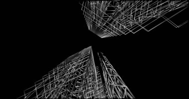 Mimari sanat konseptinde soyut çizgiler, minimum geometrik şekiller. 