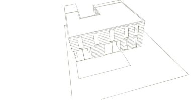 Arkaplanda mimari bina 3d illüstrasyon