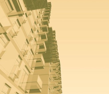 Mimari sanat konseptinde soyut çizgiler, minimum geometrik şekiller. 