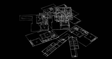 Mimari sanat konseptinde soyut çizgiler, minimum geometrik şekiller. 
