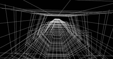 Mimari sanat konseptinde soyut çizgiler, minimum geometrik şekiller. 