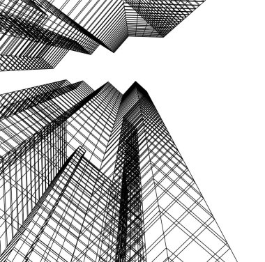 Mimari sanat konseptinde soyut çizgiler, minimum geometrik şekiller. 