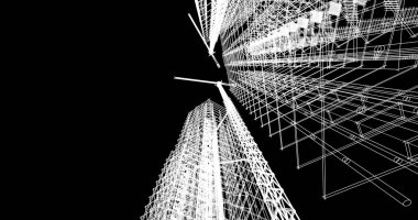 Mimari sanat konseptinde soyut çizgiler, minimum geometrik şekiller. 