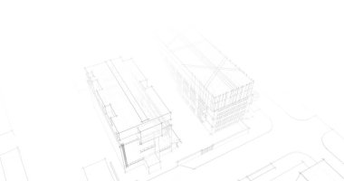 Mimari sanat konseptinde soyut çizgiler, minimum geometrik şekiller. 