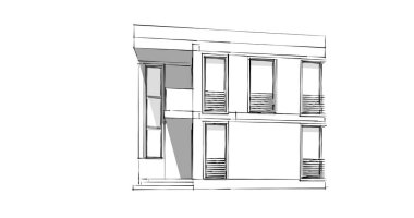 Arkaplanda mimari bina 3d illüstrasyon