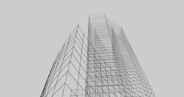 Mimari sanat konseptinde soyut çizgiler, minimum geometrik şekiller. 